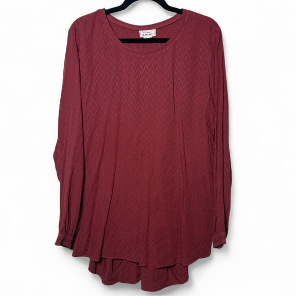 Ariat Burgundy Chevron Long Sleeve Tunic Top Women’s Large Boho Western - Picture 1 of 7